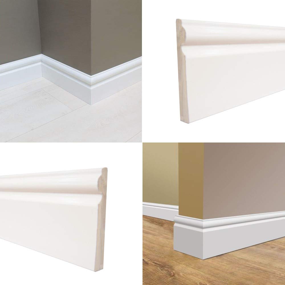 95mm Plastic Skirting Board - Ogee/torus Architrave Trim - 1m Length