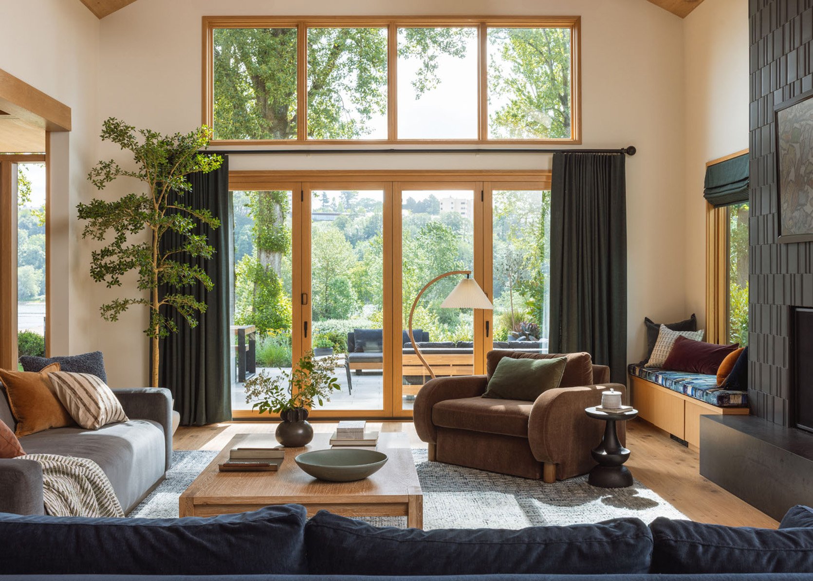 My Brothers River House Living Room Reveal - With A TV On A Tiled Fireplace