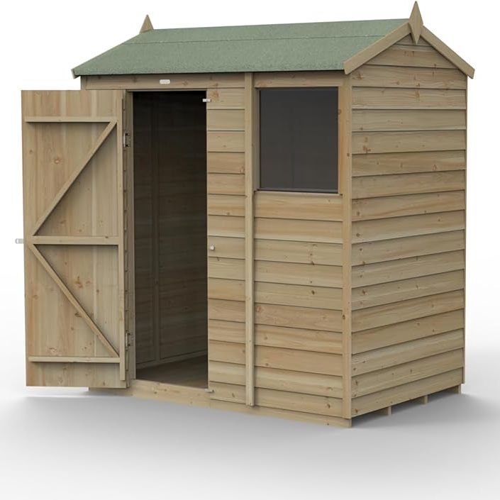 Forest Garden 4life Reverse Apex Shed 6x4 - Single Door - 1 Window