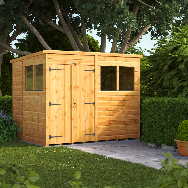 Powersheds 8 X 6ft Timber Tongue &amp; Groove Pent Garden Shed, Double Doors &amp; Reviews | Wayfair.co.uk
