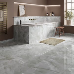Wickes Onyx Grey Ice Polished Porcelain Wall &amp; Floor Tile - 600 X 300mm