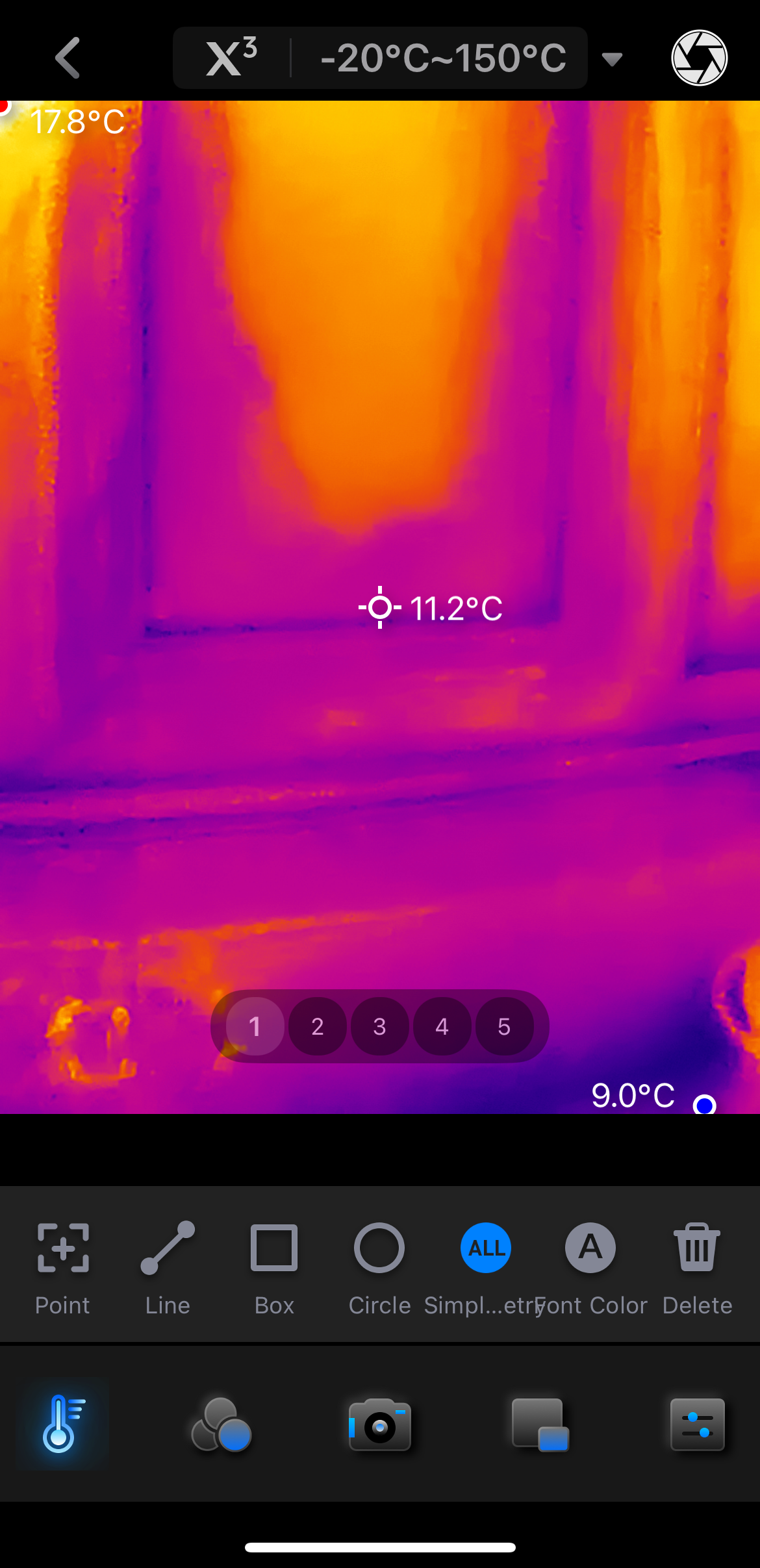 An image of an app using a thermal camera of a window