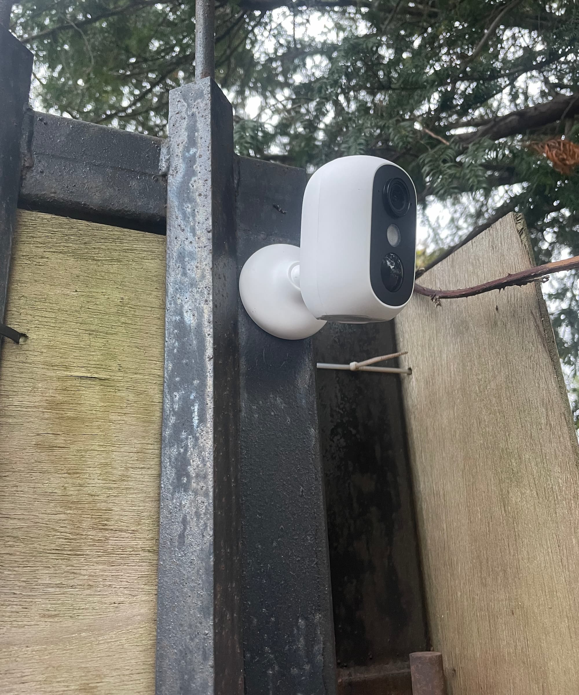 A eufy C35 camera on an electric gate