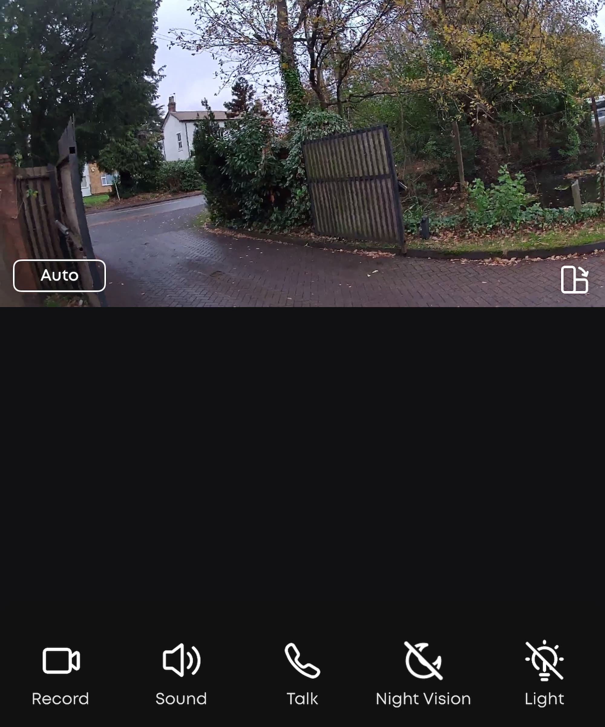 A eufy C35 camera of an electric gate and road