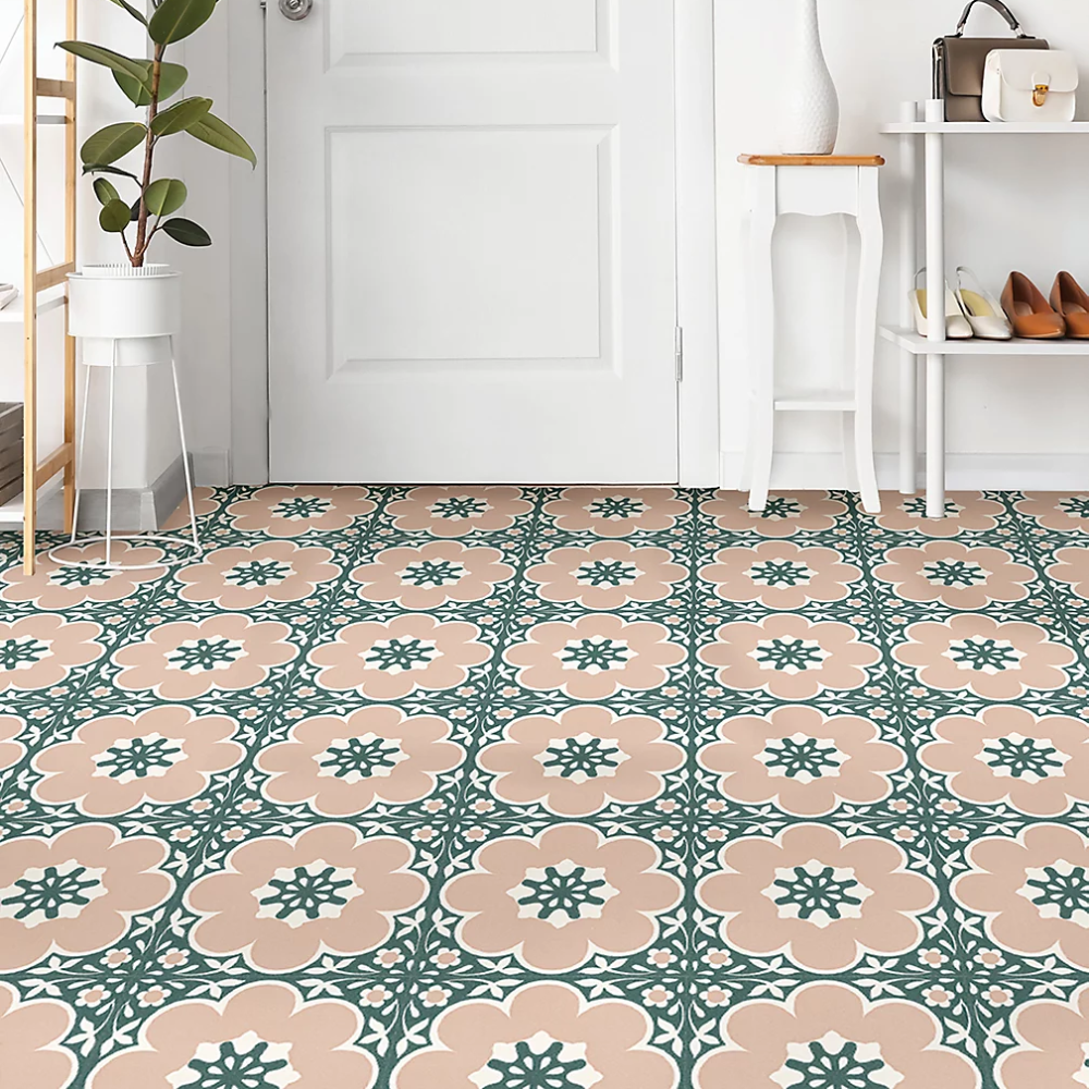 Floorpops Daphne Pink Peel &amp; Stick Floor Tiles