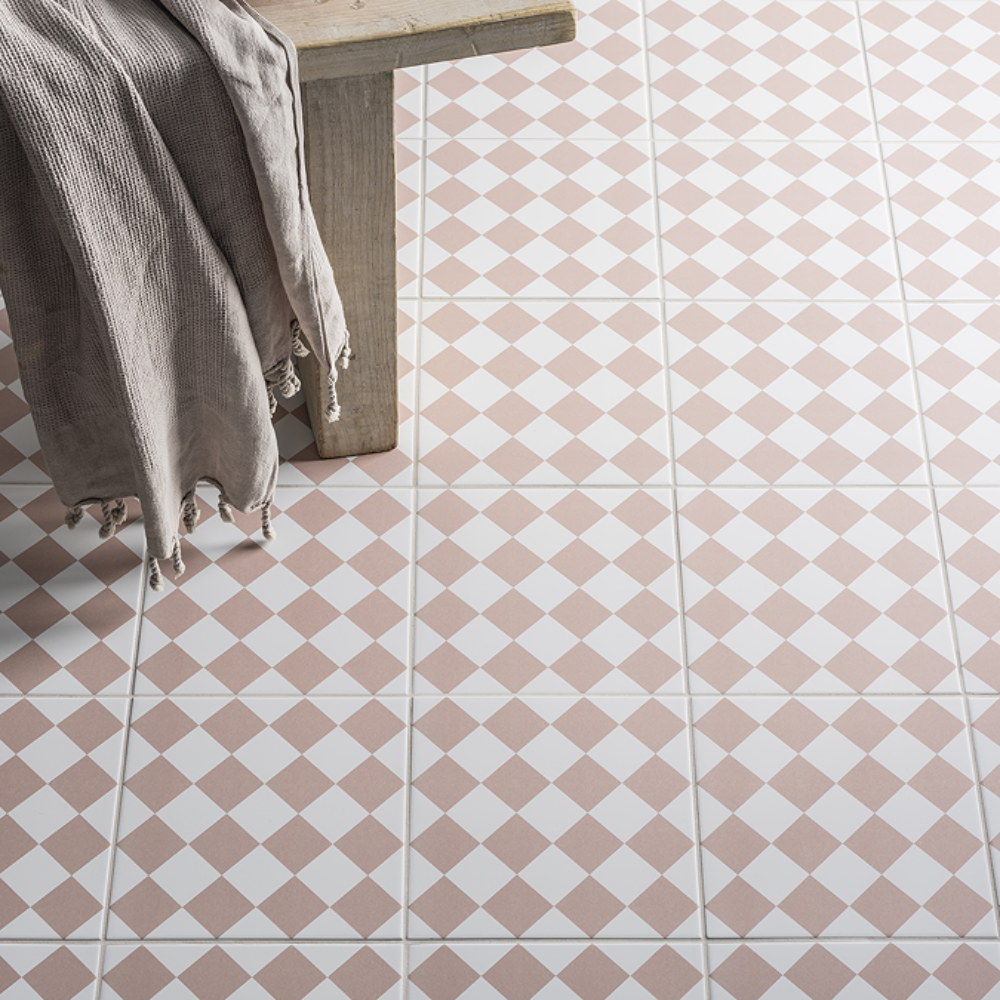 Stonehouse Studio Chequers Blush Patterned Wall and Floor Tiles