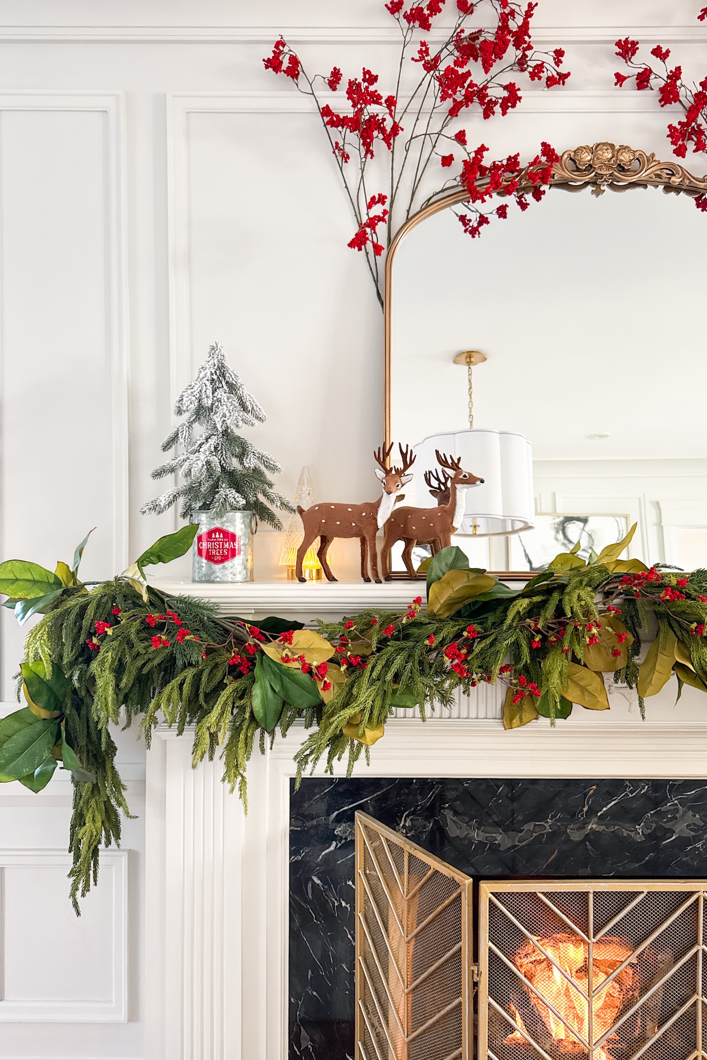 A Traditional Red And Green Christmas Mantel