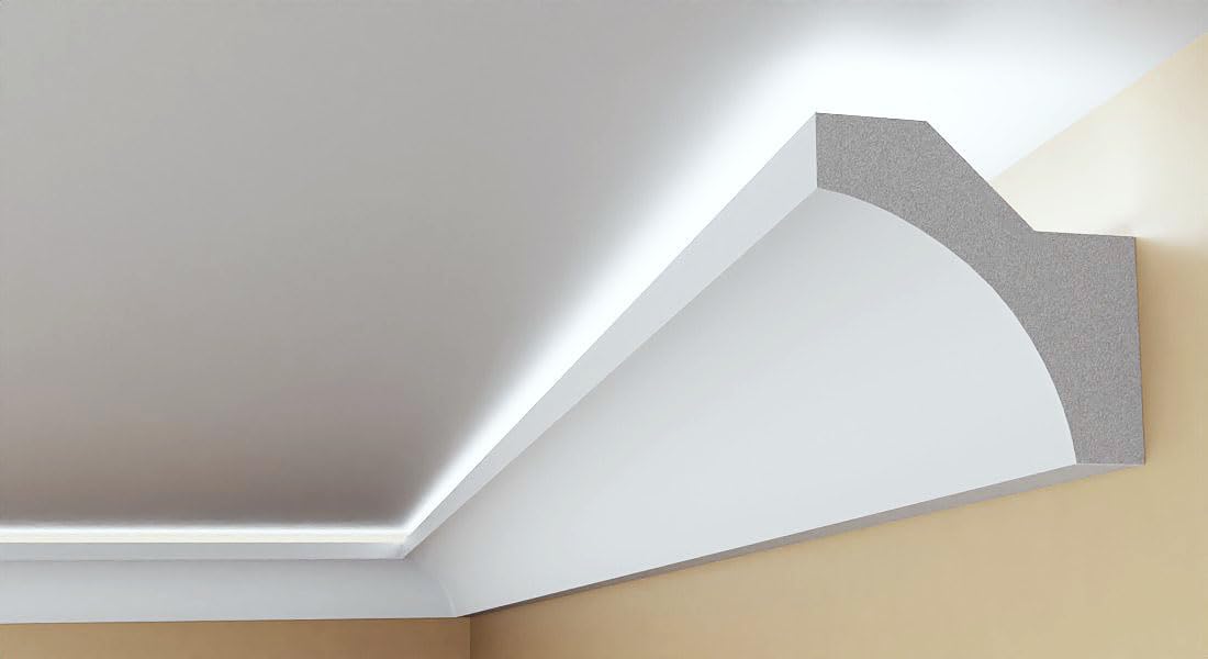 Led Lighting Lightweight Polystyrene Coving Xps Bfs12 Coving, Moulding, Wall/ceiling Cornice, Home Decor, Quality Product, 100mm X 80mm X 2 Meters Long