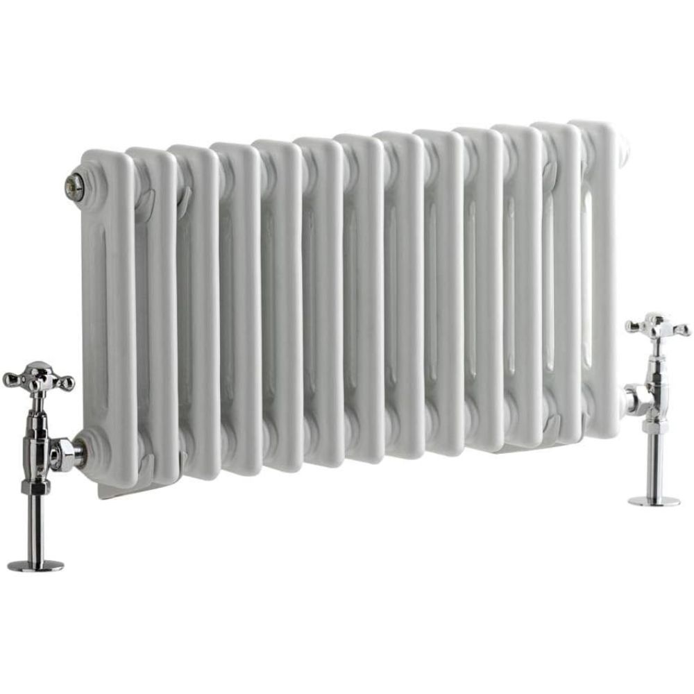 Milano Windsor White Cast Iron Style Horizontal Double Column Radiator small cut out on white background