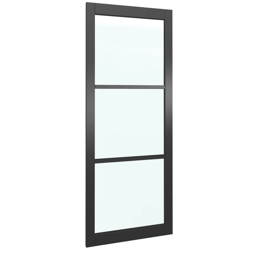 Green &amp; Taylor Heritage Slimline 1-Clear Light Primed Black Wooden Fully Glazed Internal Door 1981mm X 838mm