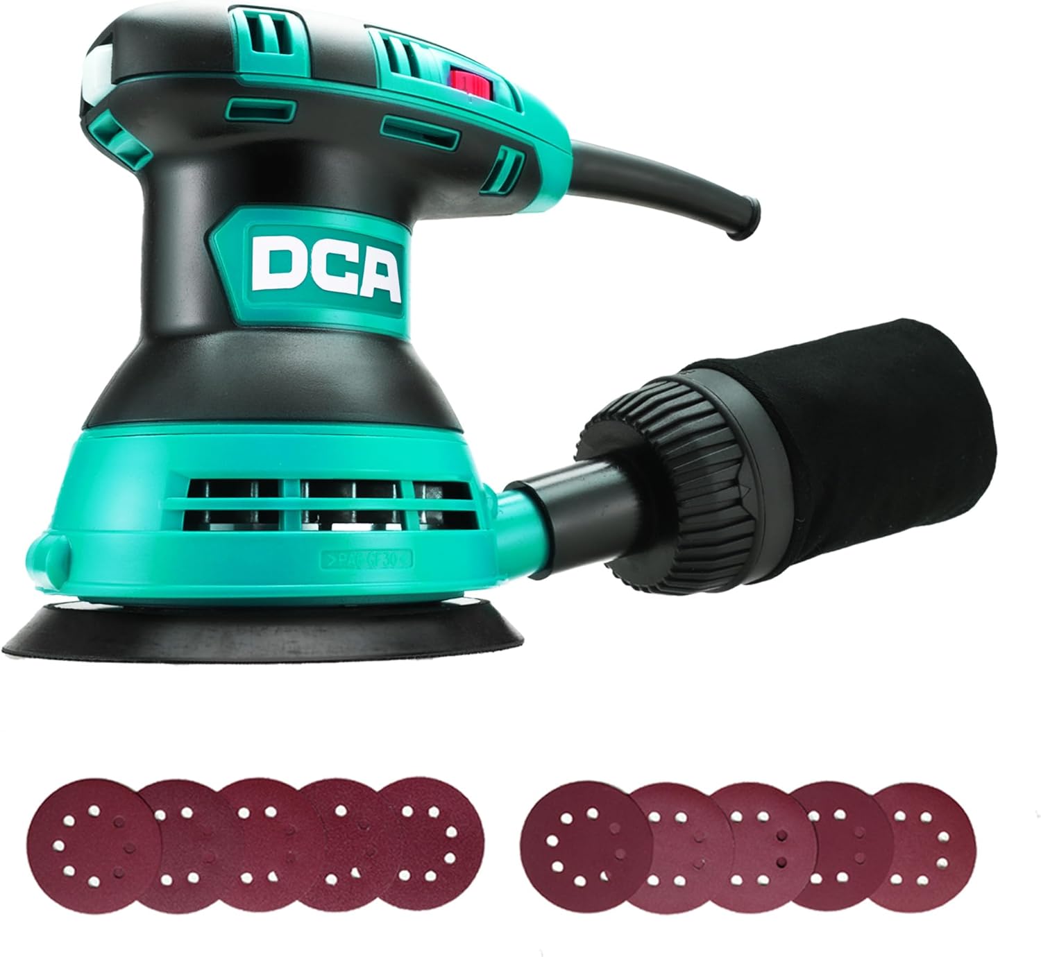 Dca Random Orbital Sander, 300w 12000 Opm Electric Sander With Dust Collection, 125mm Hand Electric Tool, 6 Variable Speeds, 10pcs Sandpapers for Woodworking,sanding, Polishing, Diy, Home Improvements