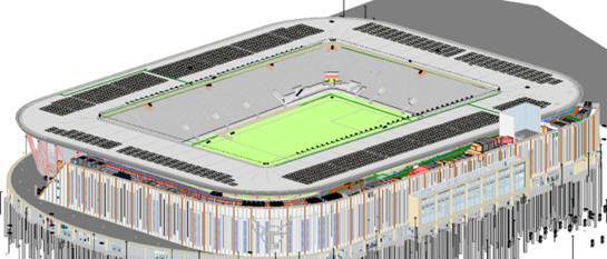 Oxford United’s electric stadium - Federated BIM Model Mott MacDonald-AFL Architects. Image: Mott MacDonald