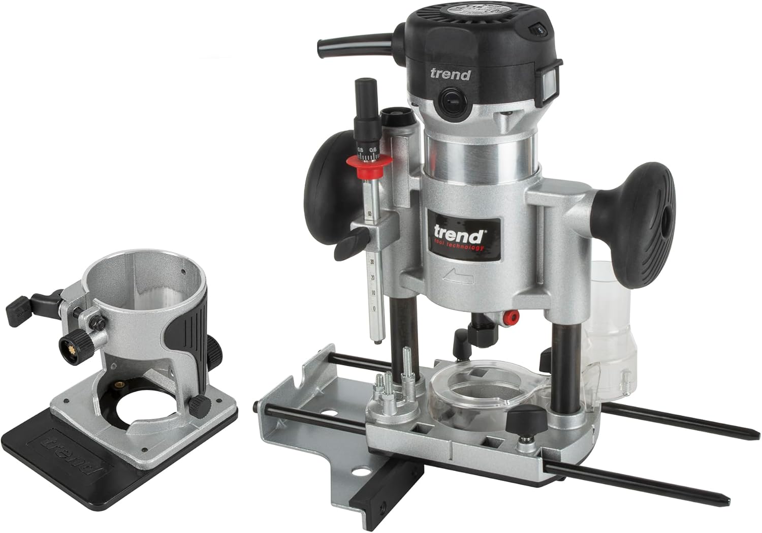 Trend T1 Dual-Base Trim &amp; Plunge Router, 1/4 Inch Collet, 710w, 240v, Compact Precision Cutting Woodworking Power Tool, T1eps