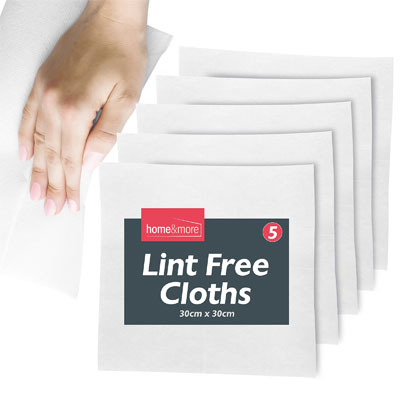 pack of five lint free cloths from B&amp;Q
