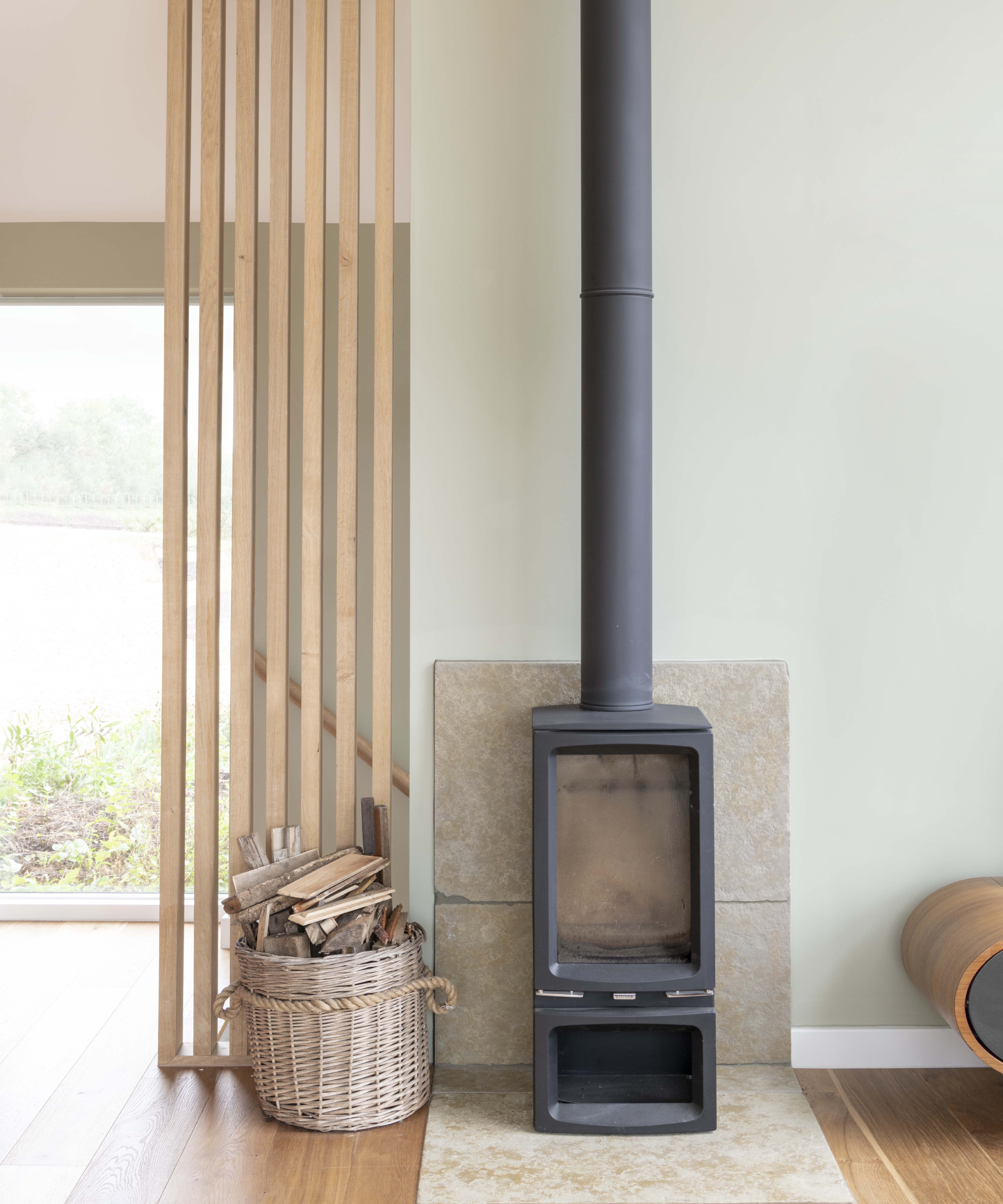 log burner in barn conversion space