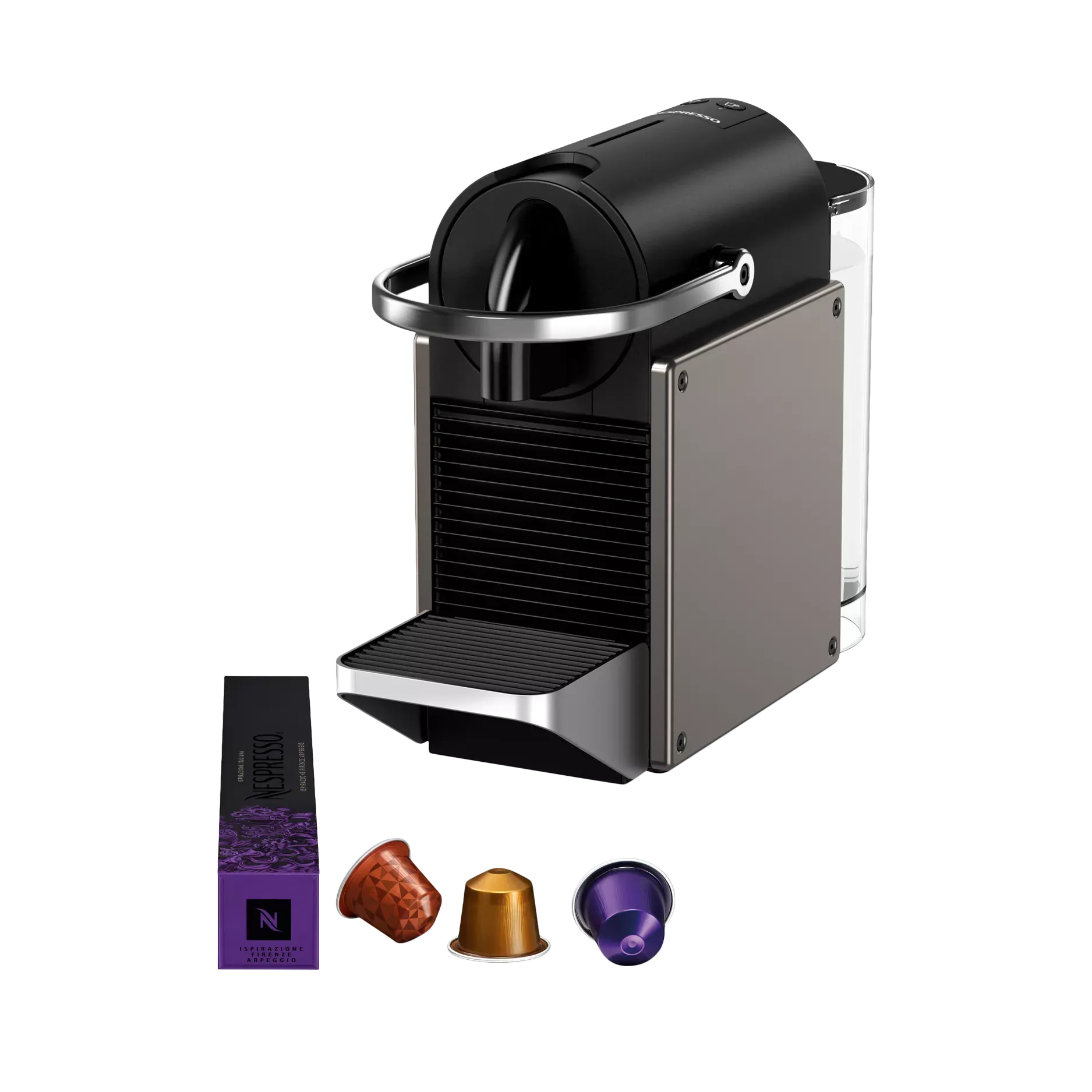 Nespresso Pixie Coffee Machine by Krups, Titanium