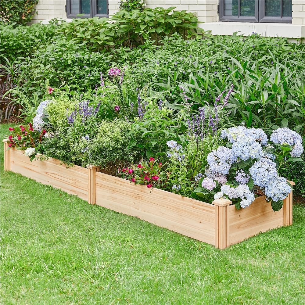Yaheetech Wooden Horticulture Raised Garden Bed Divisible Elevated Planting Planter Box for Flowers/vegetables/herbs in Backyard/patio Outdoor, 241.5 X 62.5 X 27 Cm
