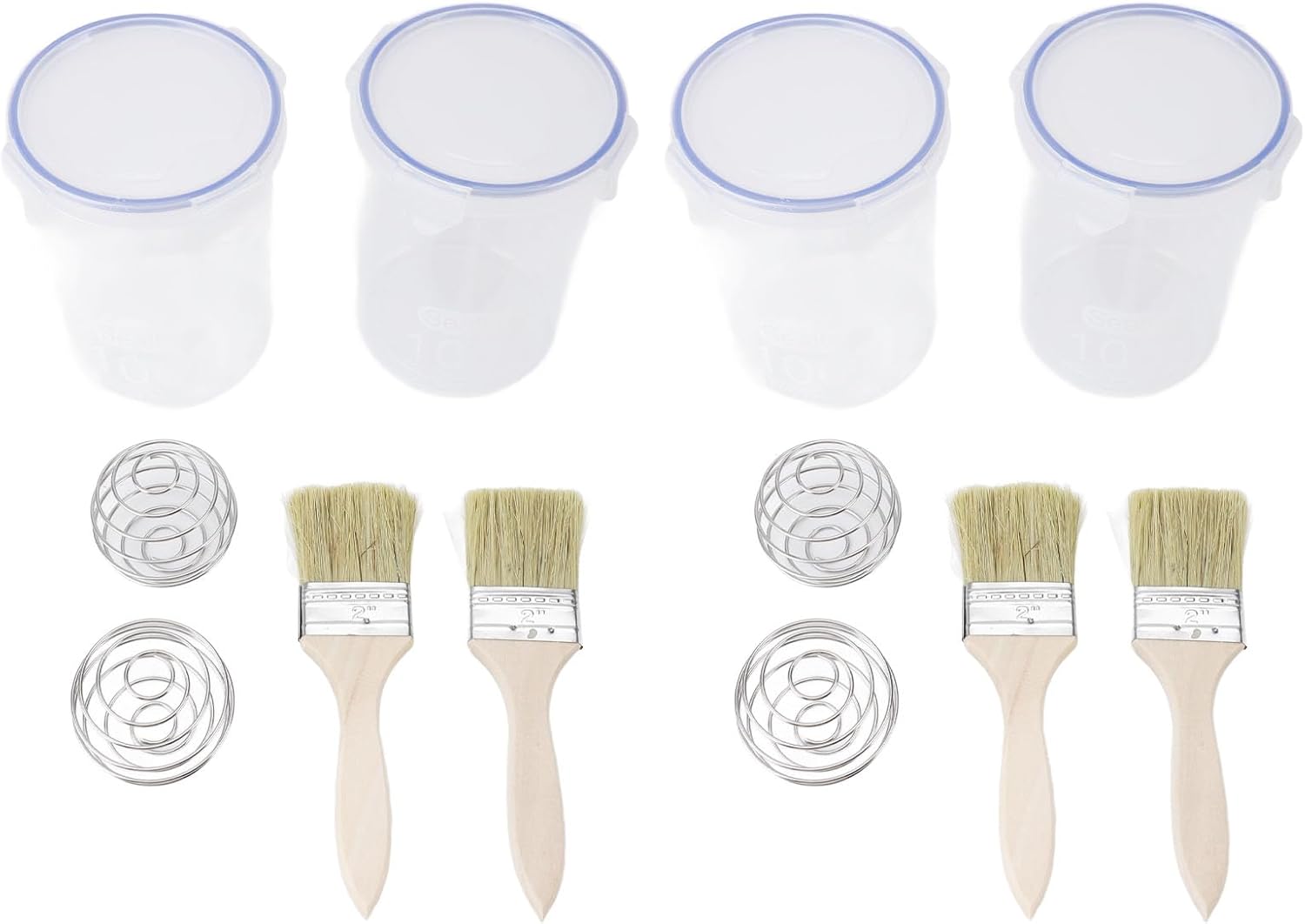 Brrnoo 1000ml Airtight Transparent Paint Storage Cup With Mixing Ball Paint Brush - Perfect for Storing and Repainting Leftover Paint - Includes 4 Containers and 4 Brushes