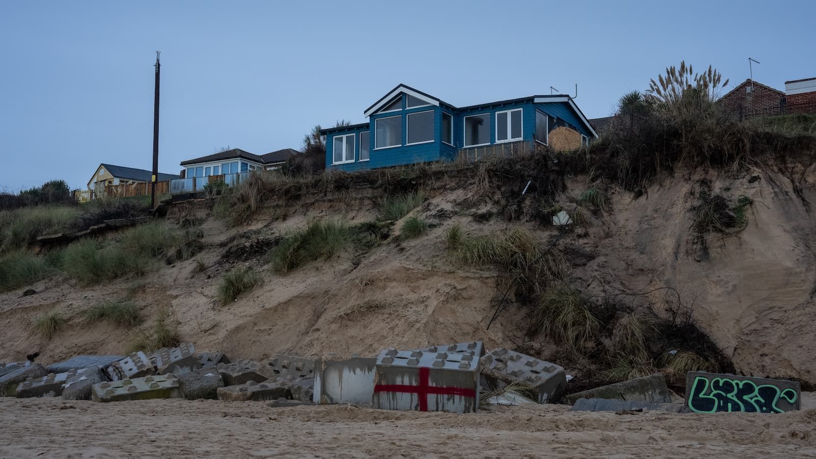 A coastal home on a cliff edge in Hemsby