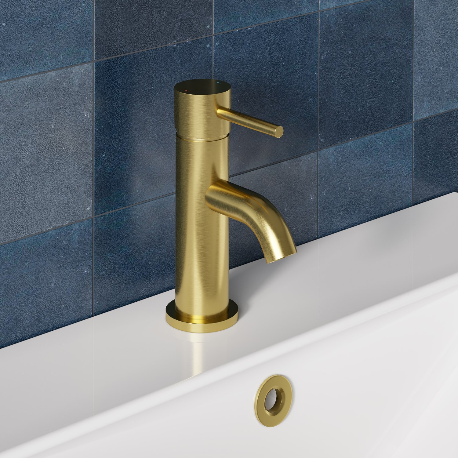 Harbour Clarity Mini Mono Basin Mixer Tap &amp; Waste - Brushed Brass