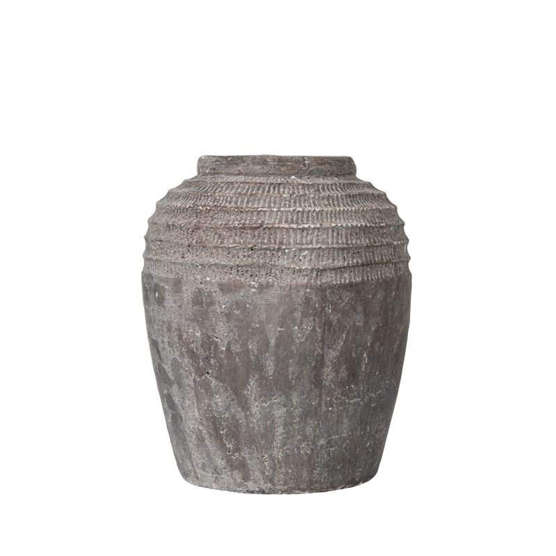 Classicliving Aaryona 36cm Antique Dark Grey Terracotta Pot, Pottery Stone Finish Floor Vase for Living Room &amp; Home Decor | Wayfair.co.uk