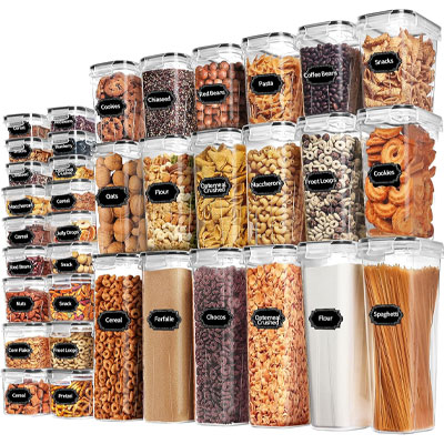 kitchen storage containers with labels