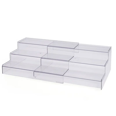 clear plastic tiered shelf for pantry