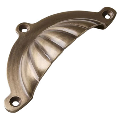 brushed brass scalloped cabinet cup handle