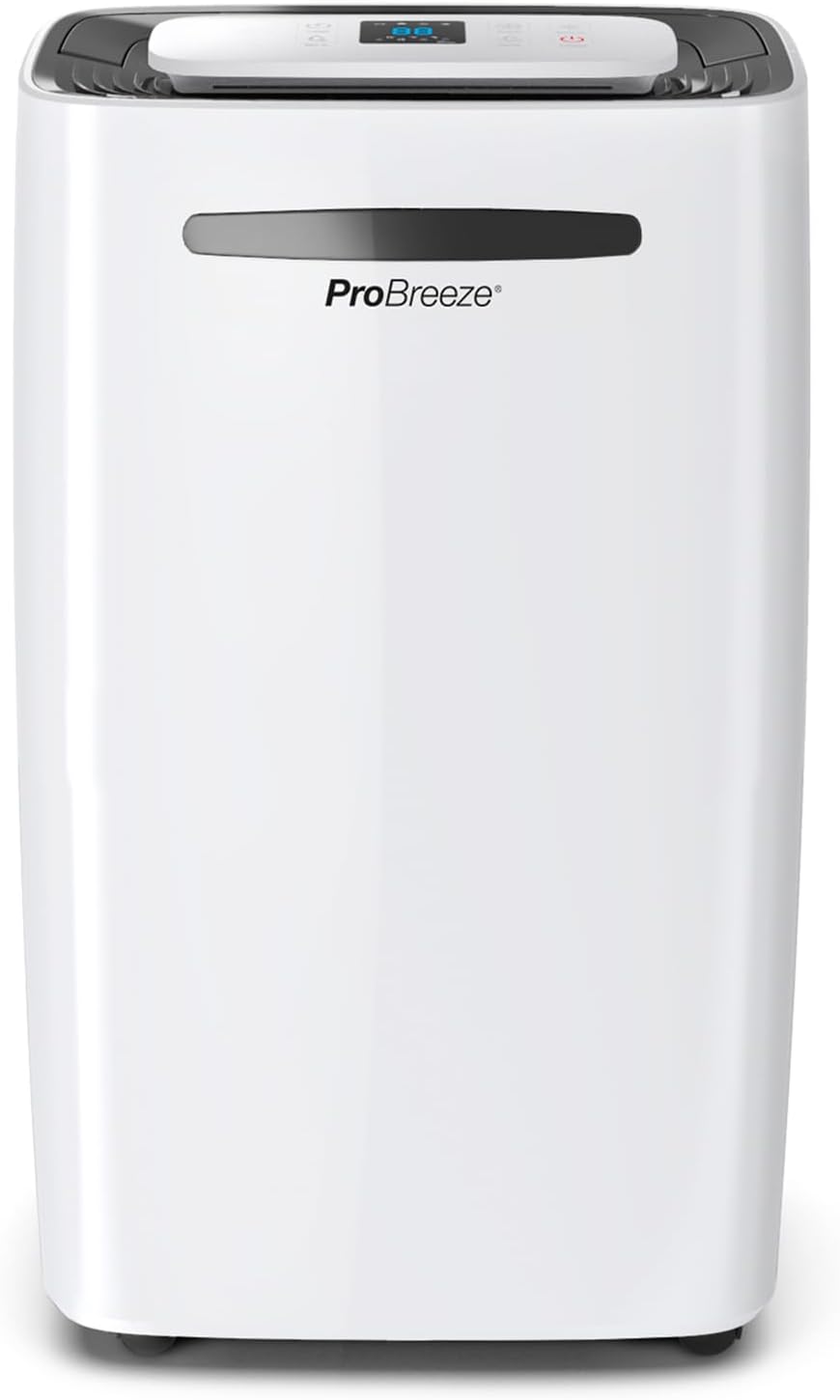 Pro Breeze&reg; 20l/day Dehumidifier With Digital Humidity Display, Sleep Mode, Continuous Drainage, Laundry Drying and 24 Hour Timer - Ideal for Damp and Condensation