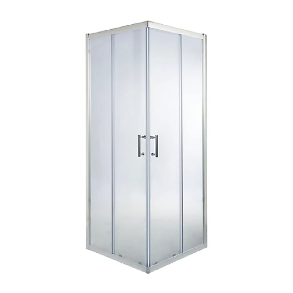 Cooke &amp; Lewis Onega Framed Clear Silver effect Square Shower enclosure - Corner entry double sliding door (W)76cm (D)76cm